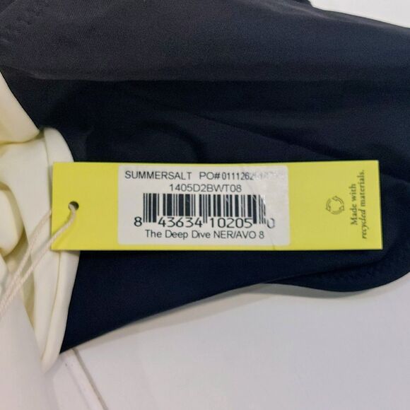 Summer Salt The Deep Dive Size 8 Swimsuit Black White One Piece Beach NEW! - Picture 5 of 9